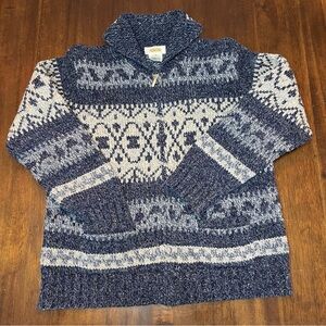 Vintage Talbots Women’s Nordic Fair Isle Wool Blend Zip Front Cardigan Size M